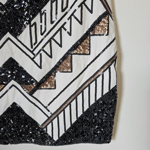 EUC EXPRESS SEQUINED MINI SKIRT GEOMETRIC PATTERN SIZE M - Picture 9 of 14